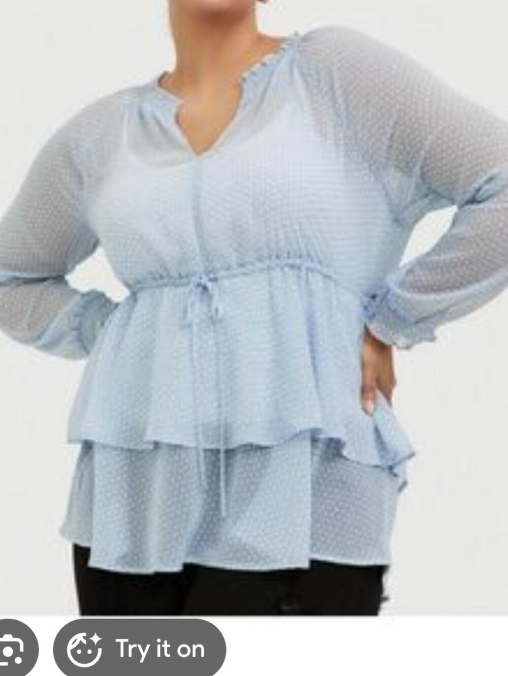 Torrid Light Blue Tiered Dot Chiffon Peplum Blouse Sz 4  NWT